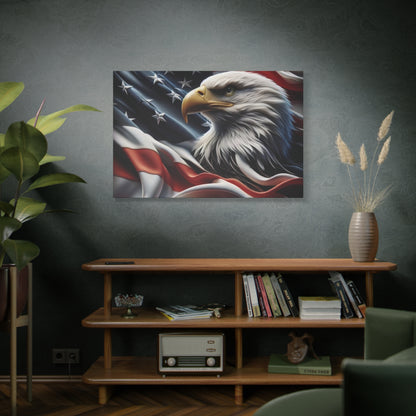Patriotic Eagle Canvas Wall Art - American Flag Decor - Red White Blue - Gallery Wrapped - 27 Sizes - Veteran Gift