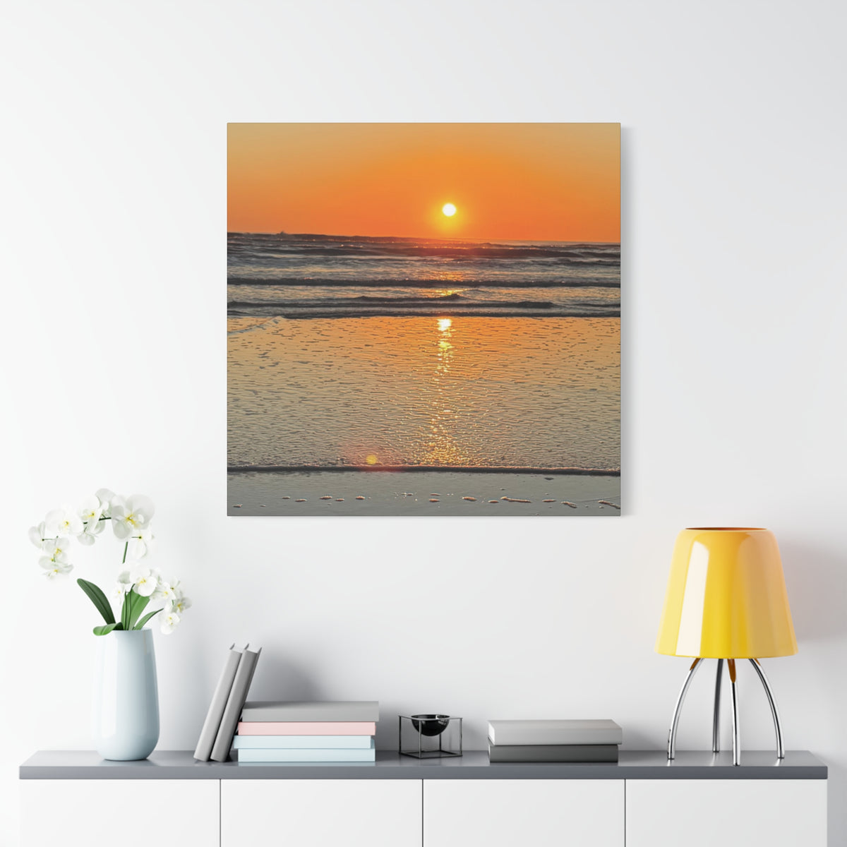 Sunset Beach Canvas Print, Ocean Decor, Wall Art, Home Decor, Coastal Artwork for Living Room