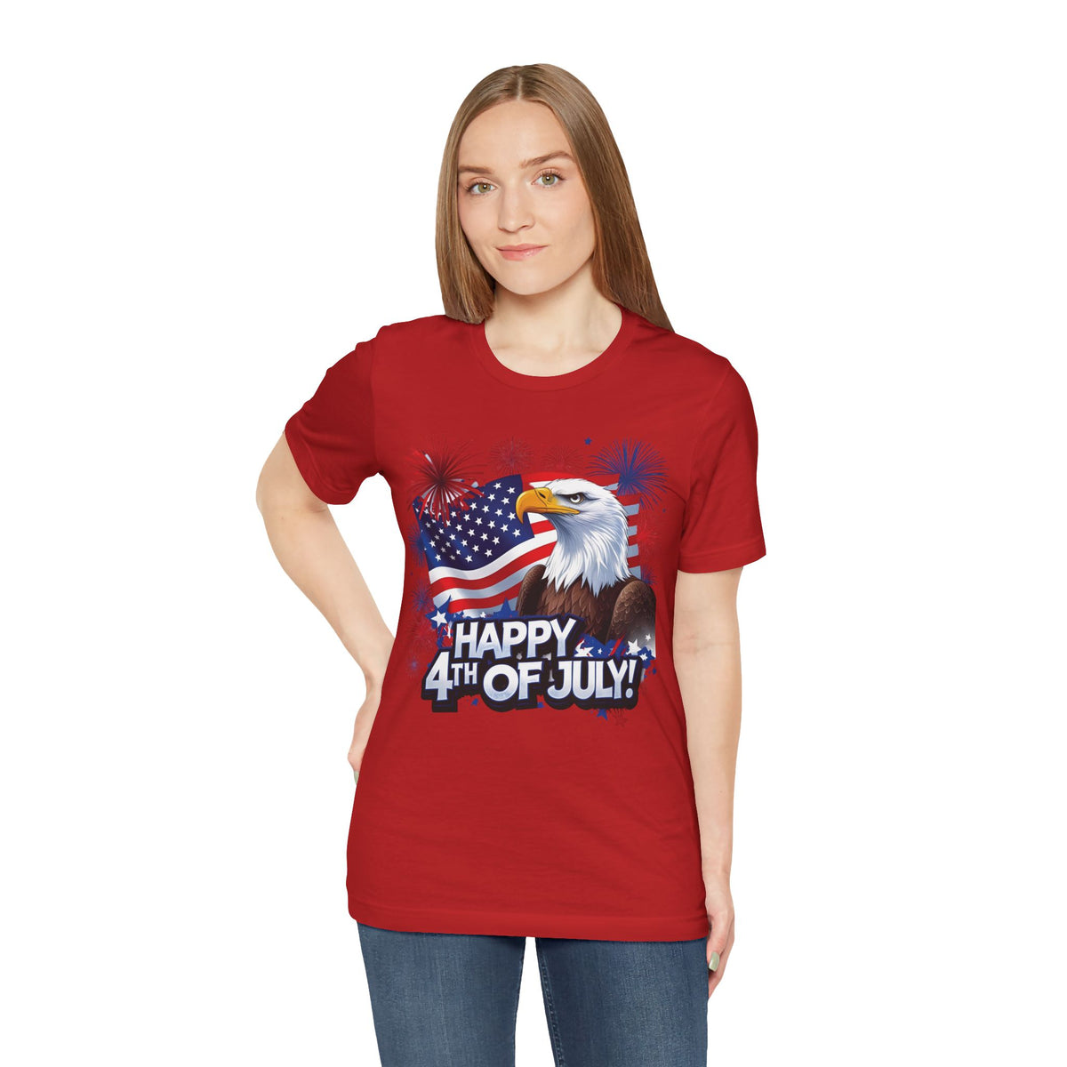 Happy 4th of July Graphic T-Shirt - Patriotic Bald Eagle - American Flag Tee - XS-4XL