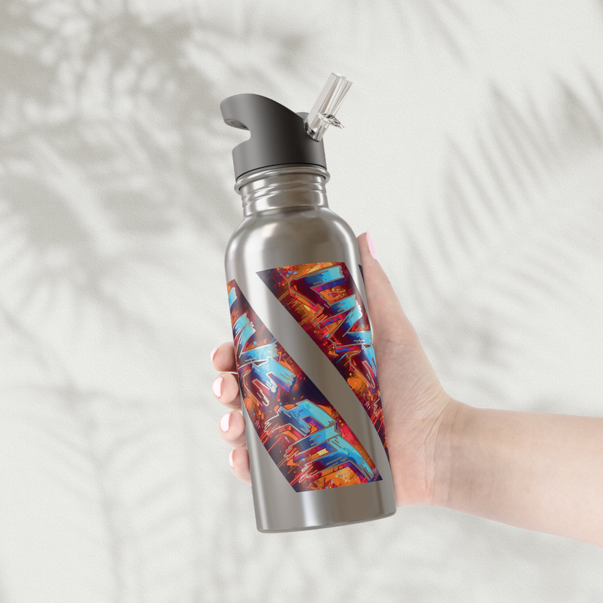 Vibrant - LIVE FIT - Stainless Steel  - 20oz - Water Bottle - Flip Top Spout - With Straw - Eco-Friendly - Fitness
