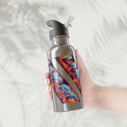 Vibrant - LIVE FIT - Stainless Steel  - 20oz - Water Bottle - Flip Top Spout - With Straw - Eco-Friendly - Fitness