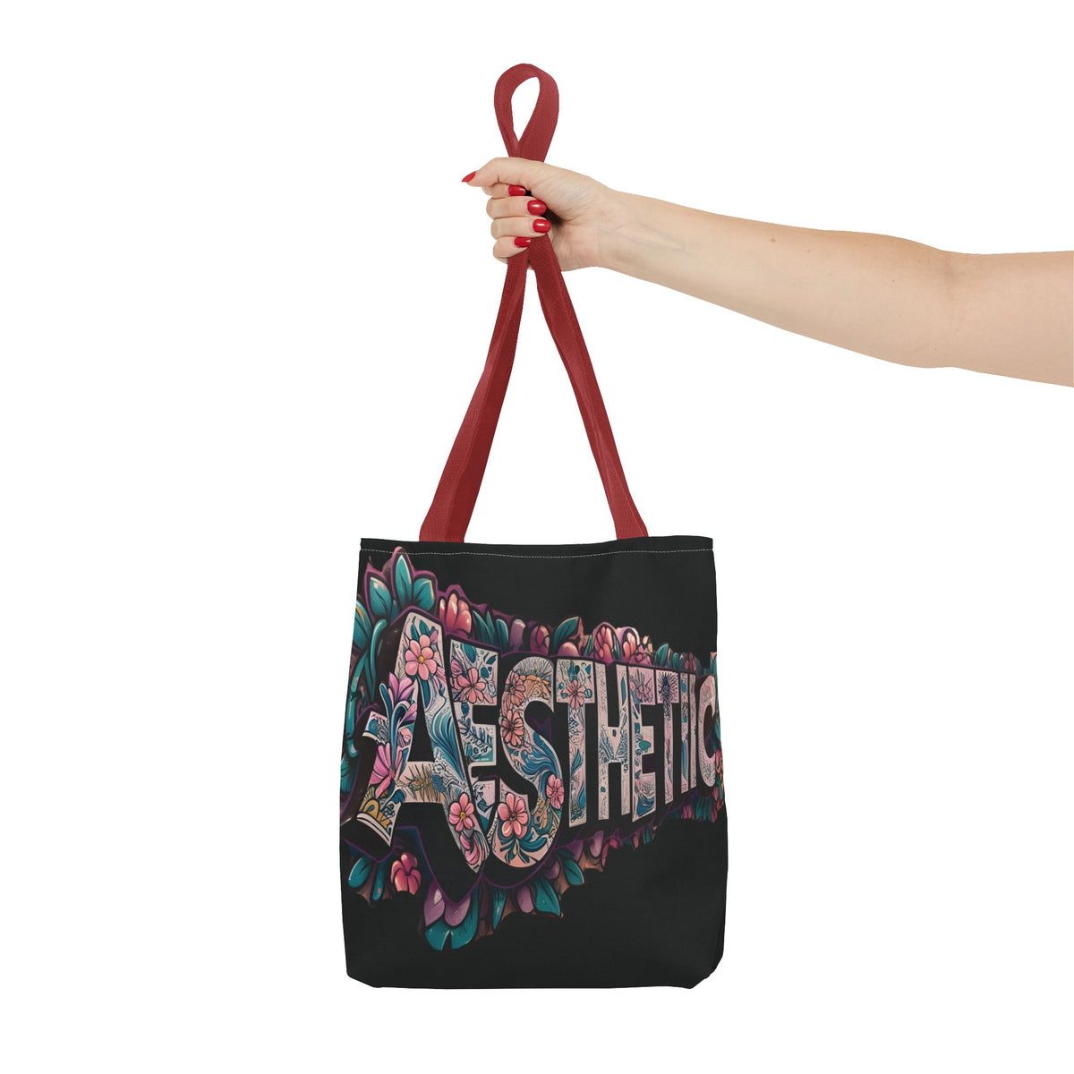 Aesthetic Black Floral Tote Bag - Eco-Friendly Shopping Bag - 3 Sizes