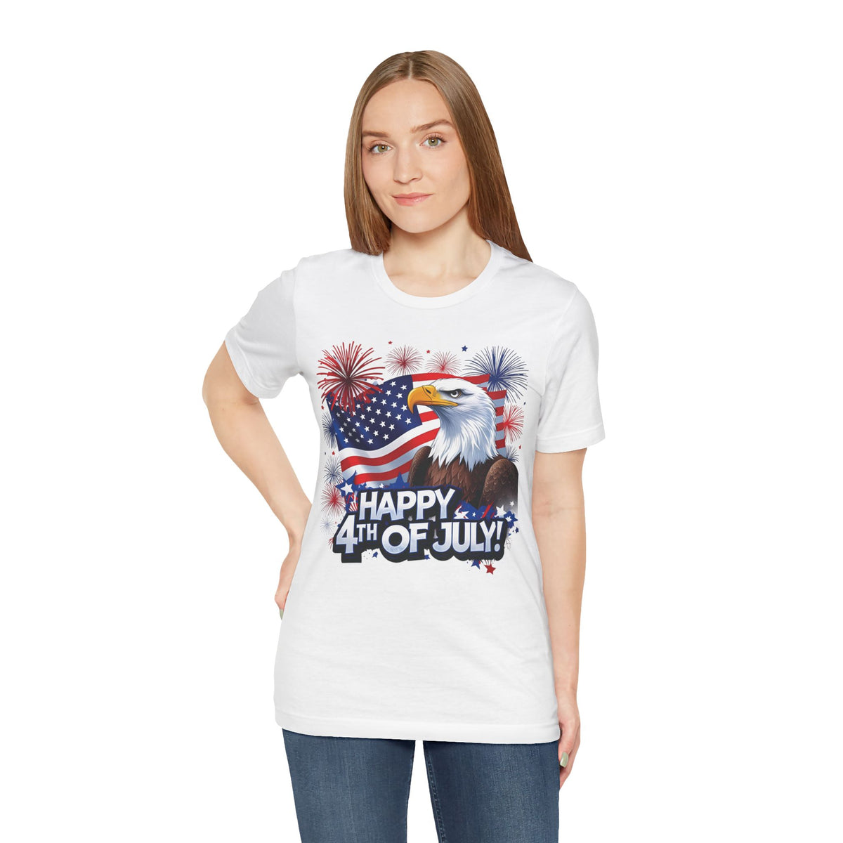 Happy 4th of July Graphic T-Shirt - Patriotic Bald Eagle - American Flag Tee - XS-4XL