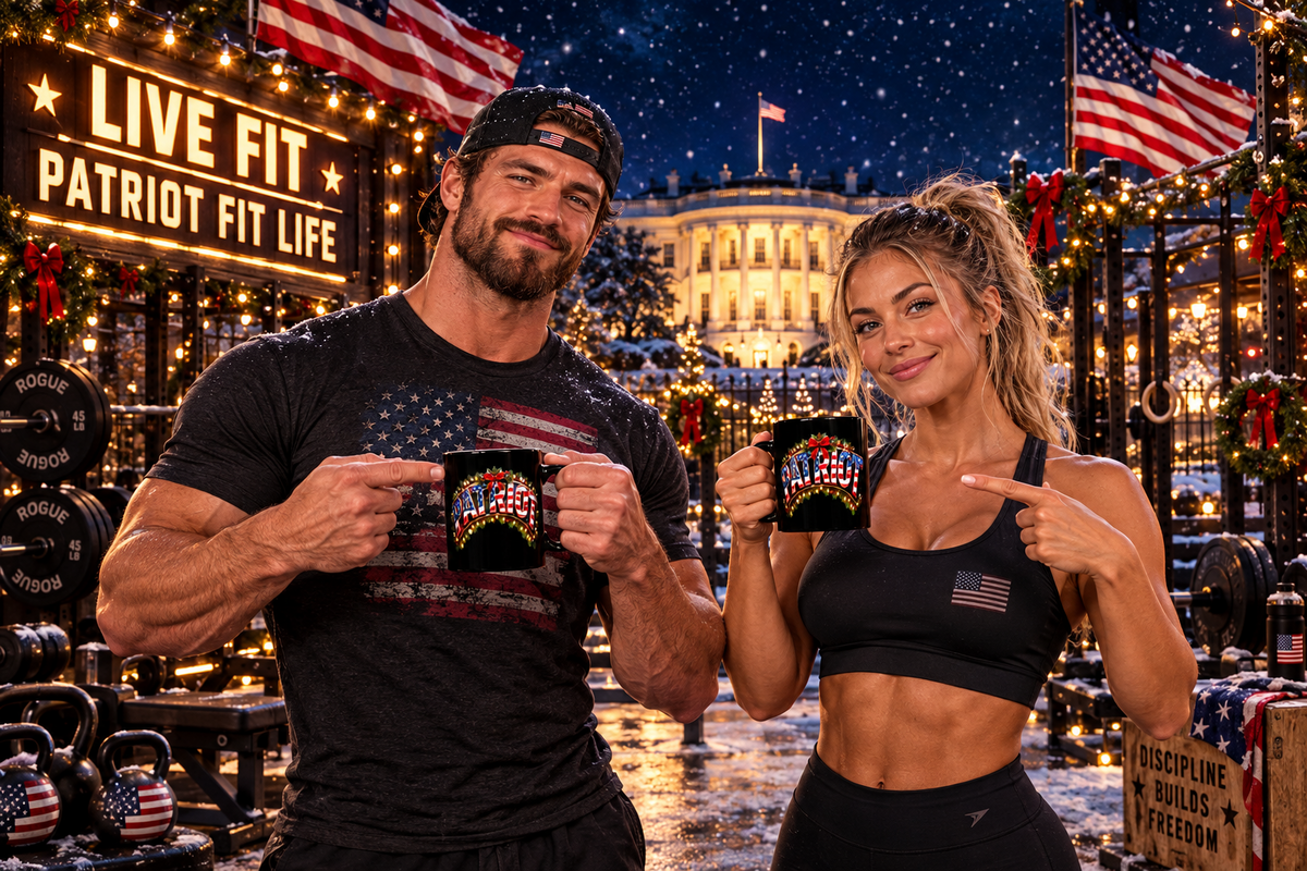 Patriot Fit Life Christmas Mug - Flag PATRIOT Garland Design | 11oz & 15oz