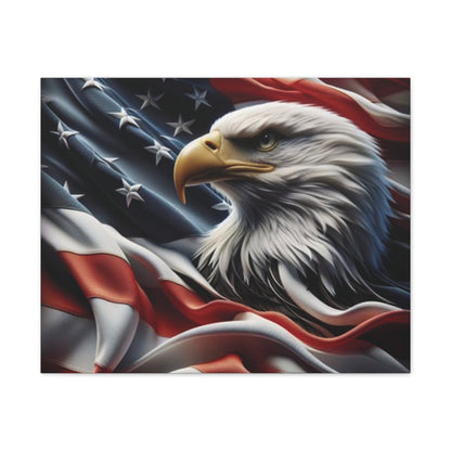 Patriotic Eagle Canvas Wall Art - American Flag Background - USA Decor