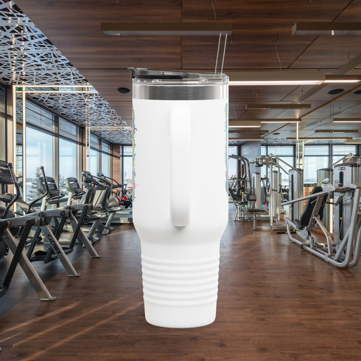 Insulated Travel Mug - Live Fit - 40oz Fitness Water Bottle - Gym Coffee Cup - Durable Travel Tumbler - Motivational Drinkware