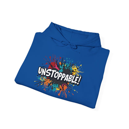 Unstoppable! Paint Splash Hoodie - Motivational Graphic Sweatshirt - Unisex Pullover - S-5XL