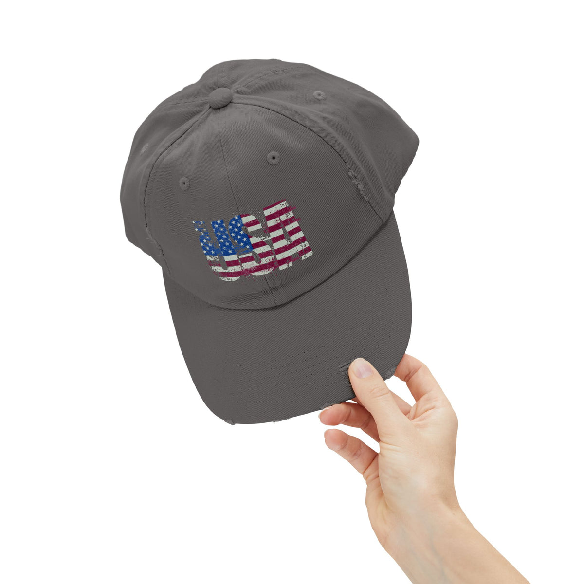 USA Distressed Flag Cap - Unisex Cotton Twill Hat - Patriotic Headwear