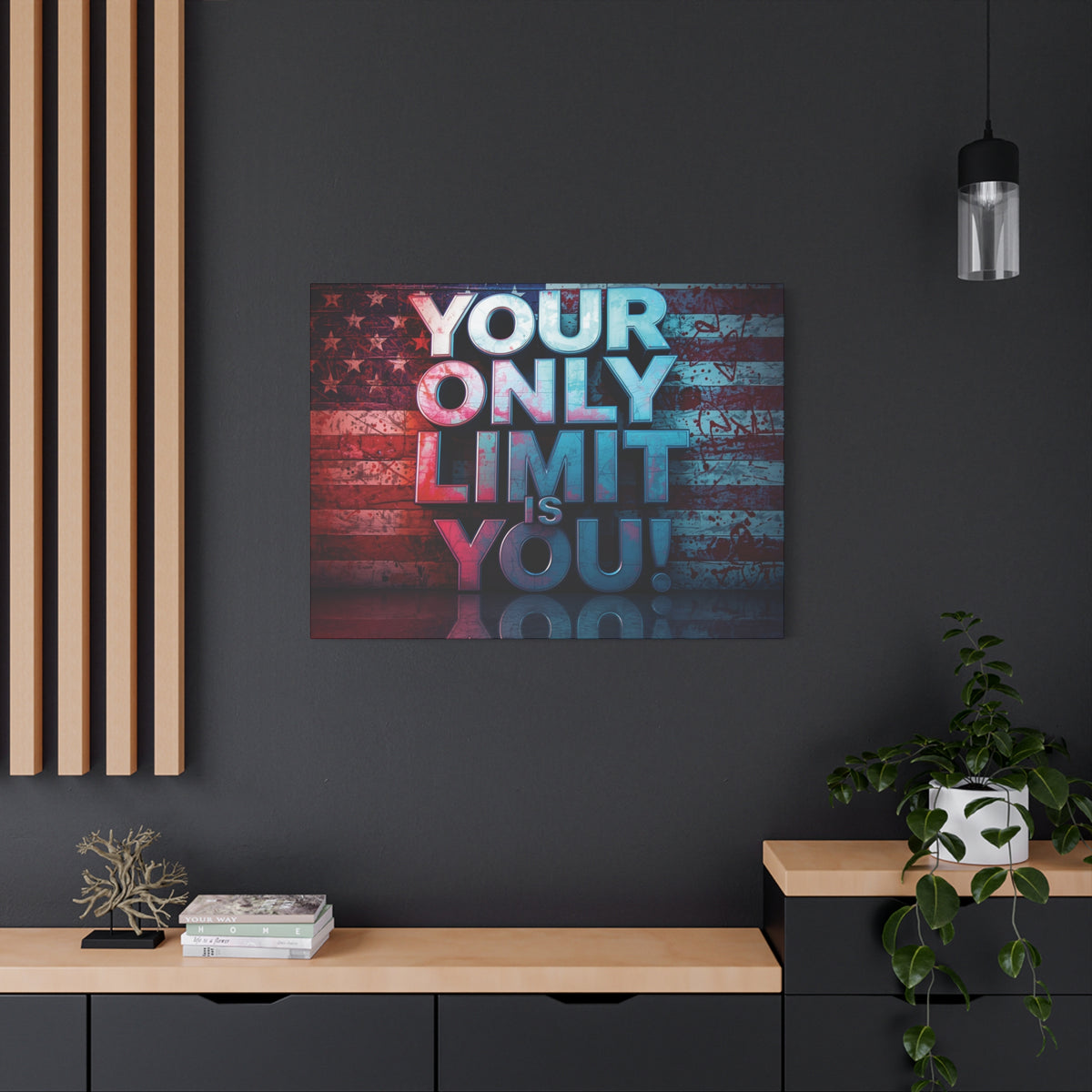 Your Only Limit Is You Canvas Wall Art - Motivational Vintage Flag Decor