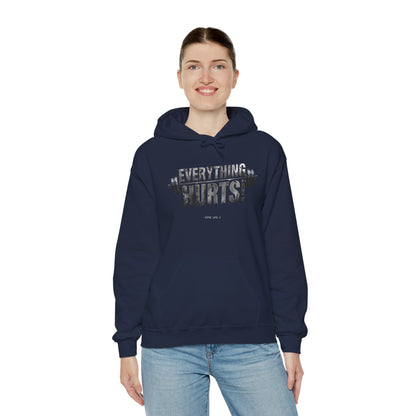 Everything Hurts! Gym Life Workout Hoodie - Funny Fitness Sweatshirt - Barbell Design - S-5XL