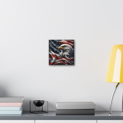 Patriotic Eagle Canvas Wall Art - American Flag Background - USA Decor