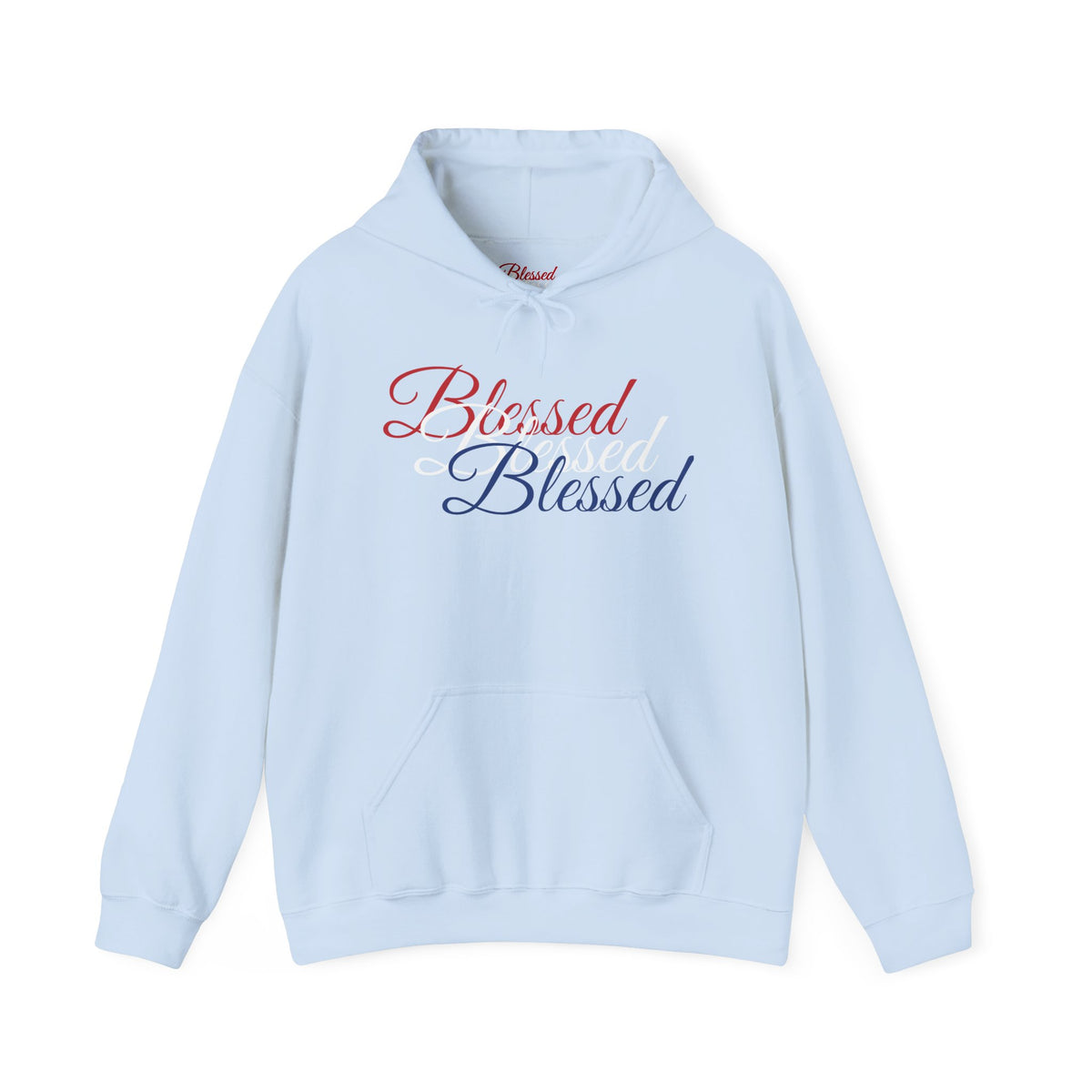Blessed Hoodie - Patriotic Red White Blue - Unisex Pullover - Front & Back Print - S-5XL