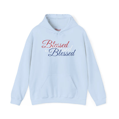 Blessed Hoodie - Patriotic Red White Blue - Unisex Pullover - Front & Back Print - S-5XL