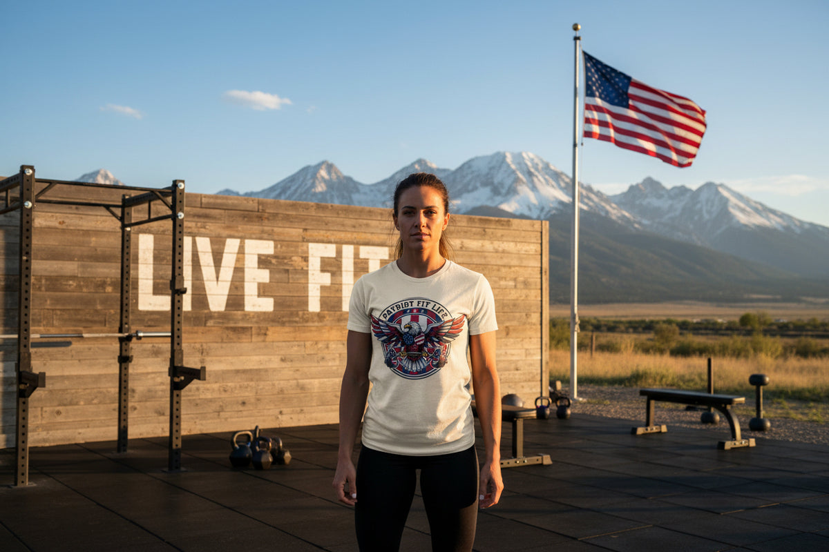 Patriot Fit Life Bald Eagle T-Shirt - American Flag Graphic Tee - Unisex Workout Shirt