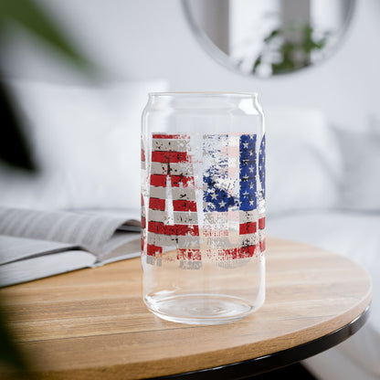 USA Pride  16 oz  Clear  Tempered  Sipper Glass Gasket-Push Bamboo Lid