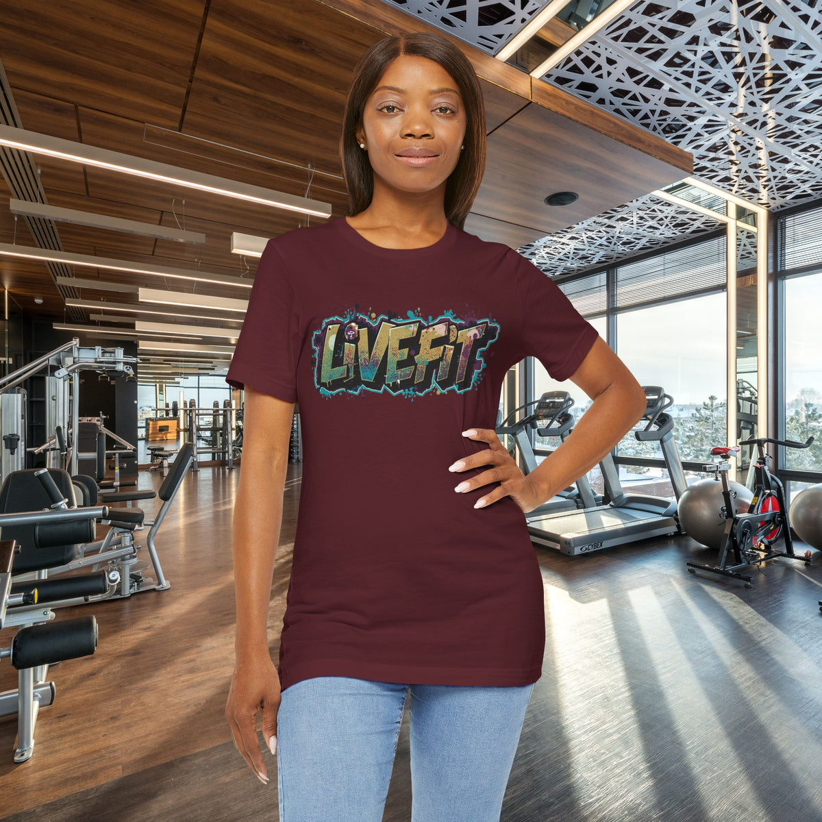 LIVE FIT Graphic Fitness Tee - Motivational Workout T-Shirt - Unisex XS-4XL