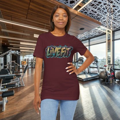LIVE FIT Graphic Fitness Tee - Motivational Workout T-Shirt - Unisex XS-4XL