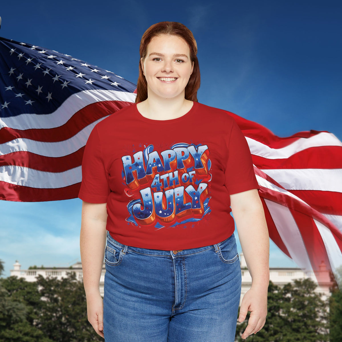 Happy 4th of July T-Shirt - Independence Day Bald Eagle - American Flag Graphic Tee