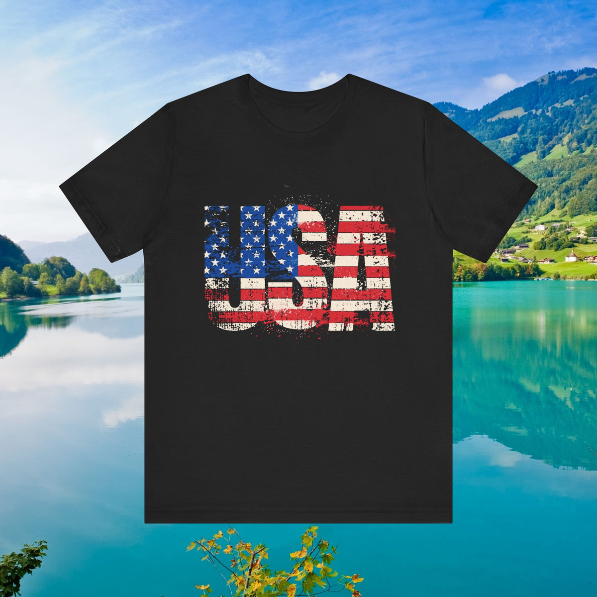 USA Red White Blue - American Flag T-Shirt - Patriotic Unisex Tee - S-3XL