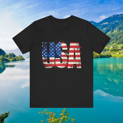 USA Red White Blue - American Flag T-Shirt - Patriotic Unisex Tee - S-3XL