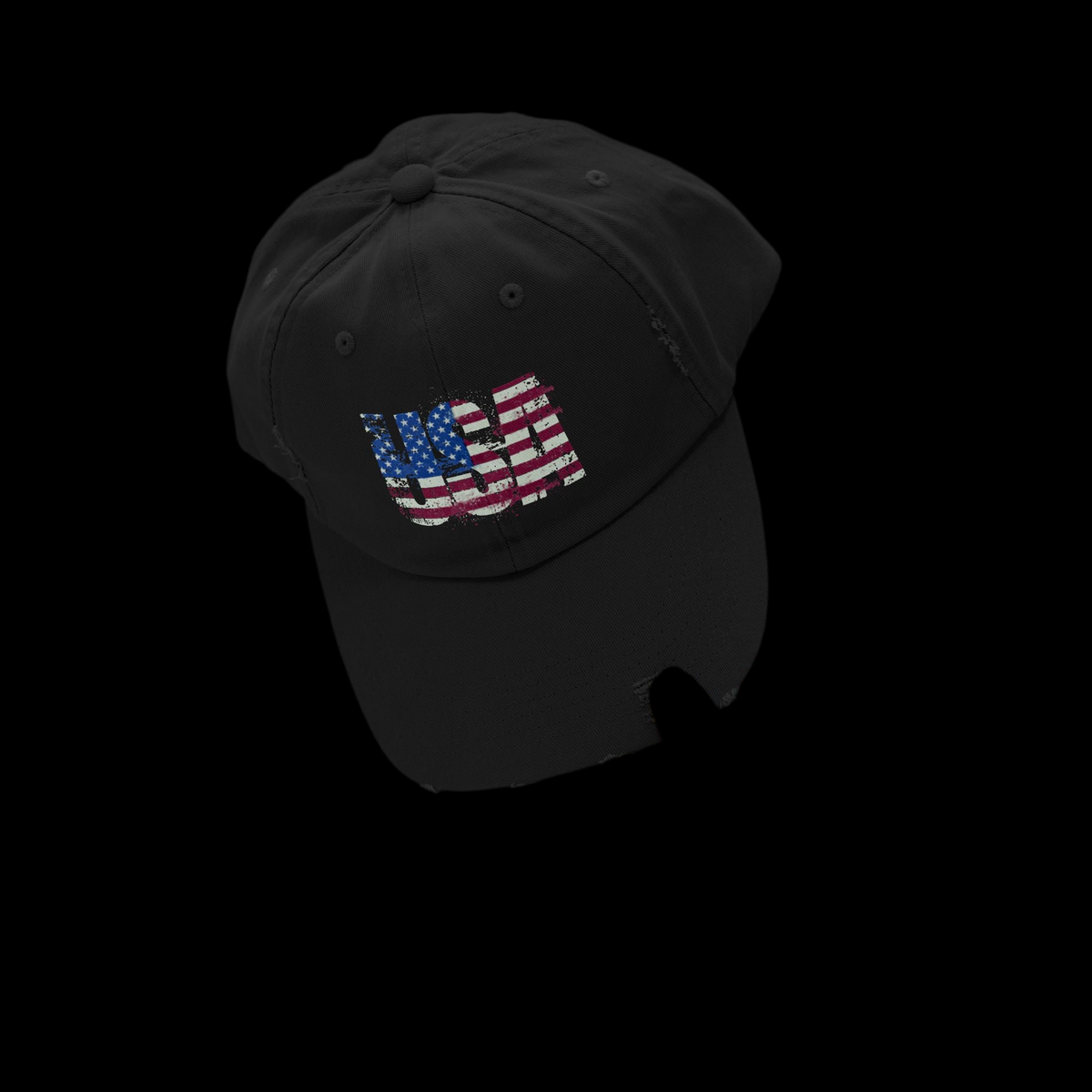 USA Distressed Flag Cap - Unisex Cotton Twill Hat - Patriotic Headwear