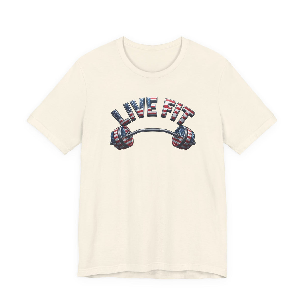 LIVE FIT American Flag Barbell T-Shirt | Patriotic Gym Tee – LIVE FIT