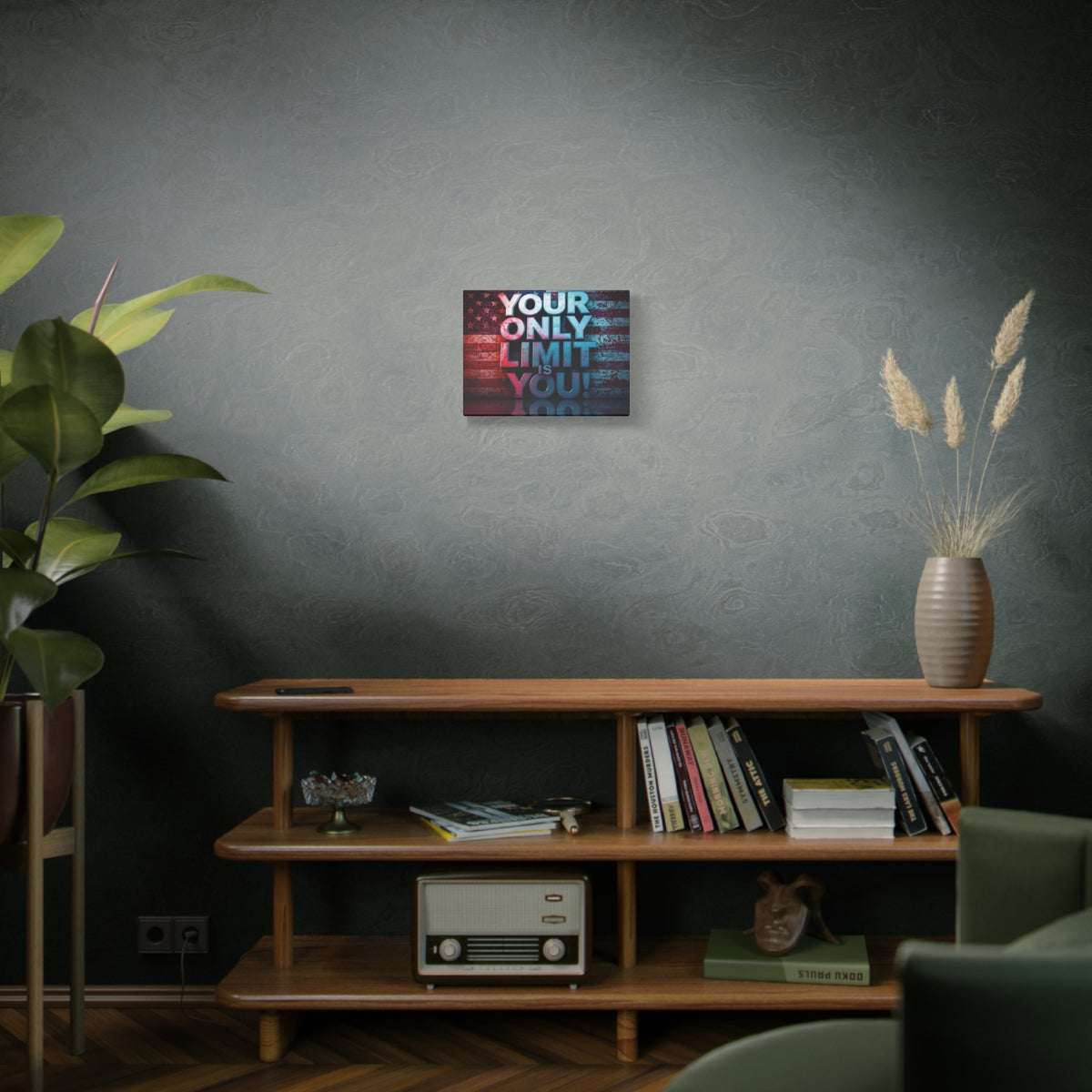 Your Only Limit Is You Canvas Wall Art - Motivational Vintage Flag Decor