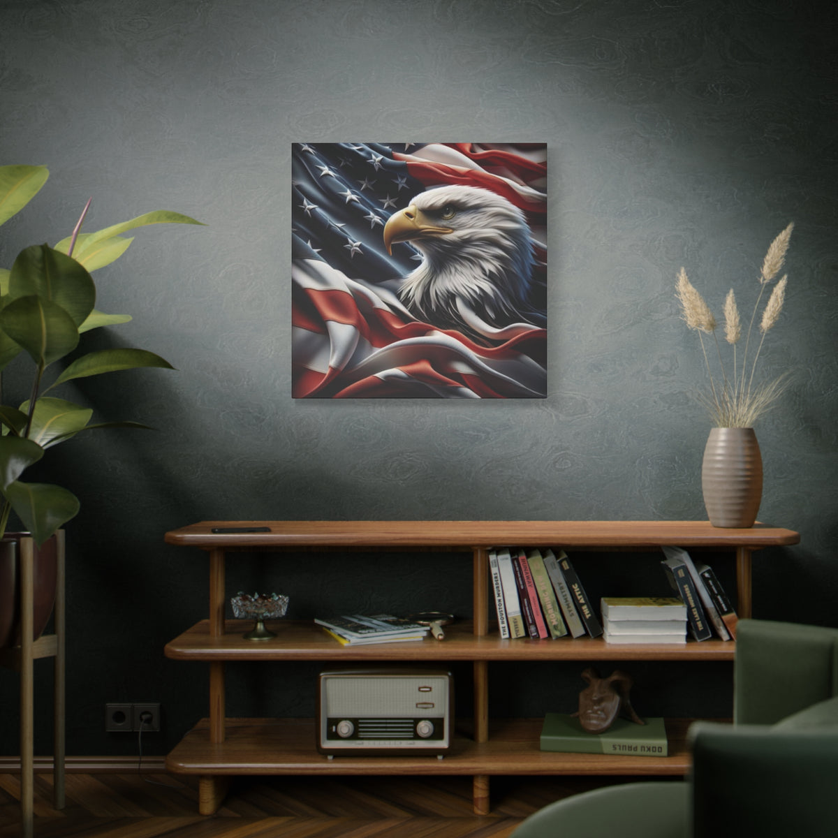 Patriotic Eagle Canvas Wall Art - American Flag Decor - Red White Blue - Gallery Wrapped - 27 Sizes - Veteran Gift