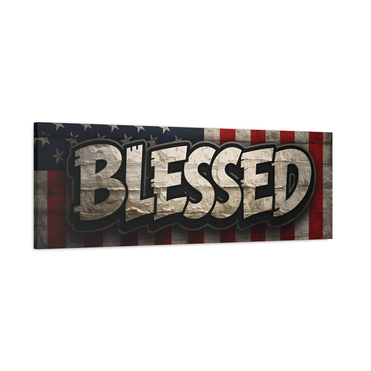 Blessed Vintage American Flag Canvas Wall Art - Patriotic Home Decor