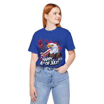 Happy 4th of July Graphic T-Shirt - Patriotic Bald Eagle - American Flag Tee - XS-4XL