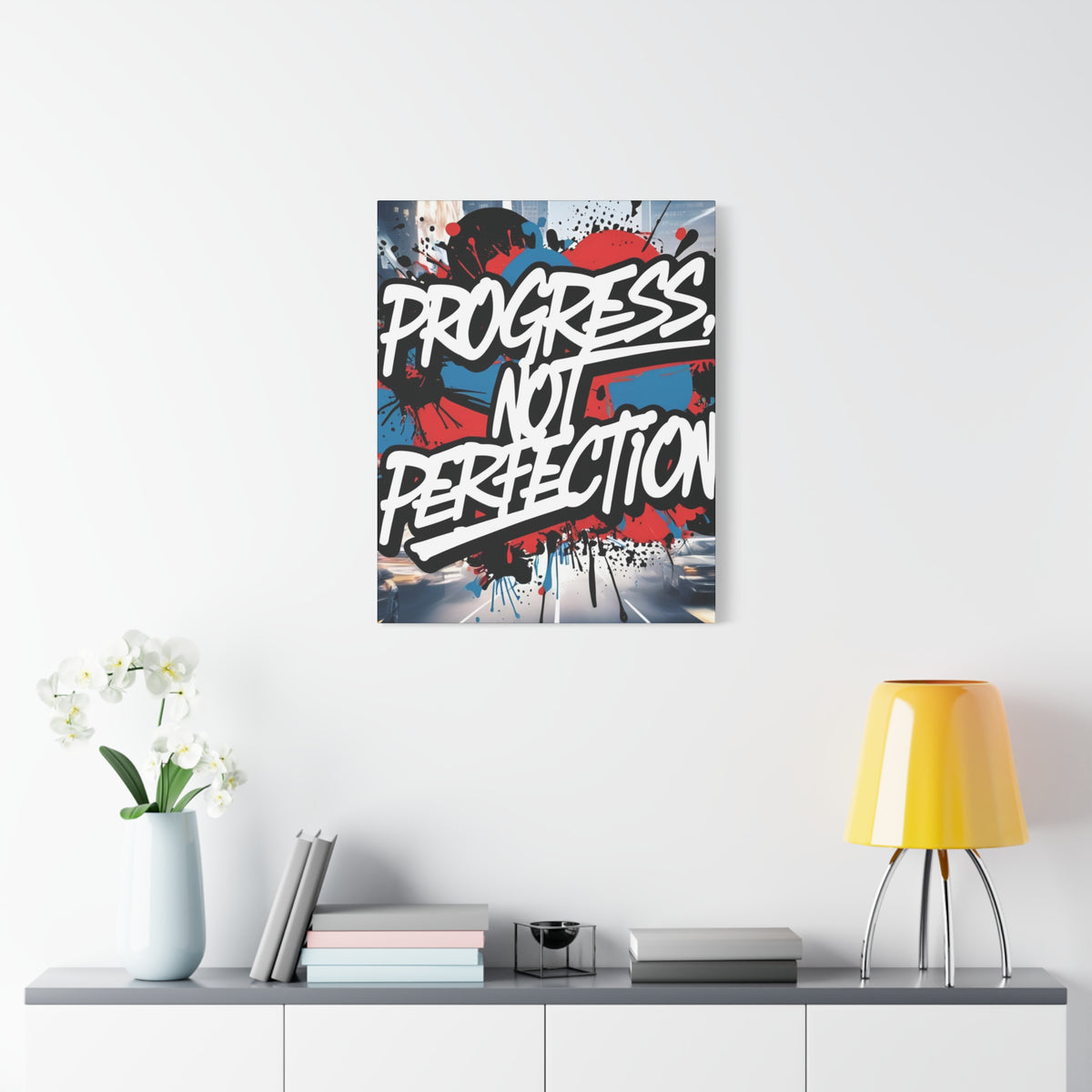 Progress Not Perfection Canvas Wall Art - Motivational Home Decor