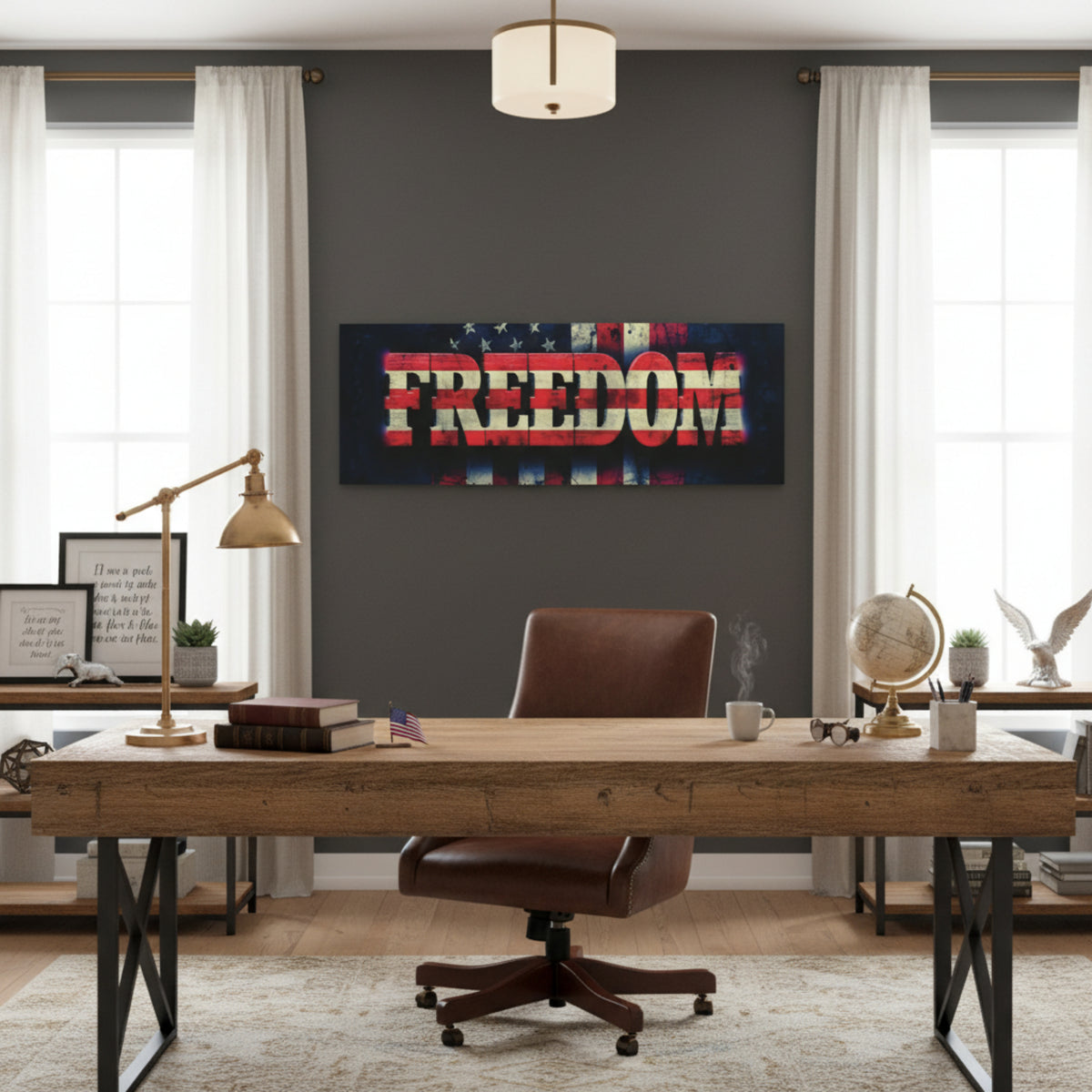Freedom Canvas Wall Art - Patriotic Vintage American Flag - Gallery Wrapped - Red White Blue - 35 Sizes Available