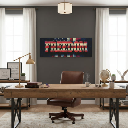 Freedom Canvas Wall Art - Patriotic Vintage American Flag - Gallery Wrapped - Red White Blue - 35 Sizes Available