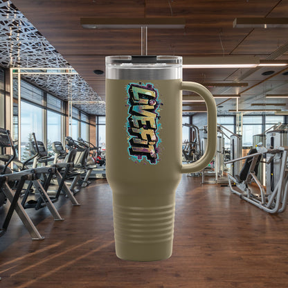 Insulated Travel Mug - Live Fit - 40oz Fitness Water Bottle - Gym Coffee Cup - Durable Travel Tumbler - Motivational Drinkware