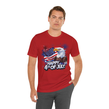 Happy 4th of July Graphic T-Shirt - Patriotic Bald Eagle - American Flag Tee - XS-4XL
