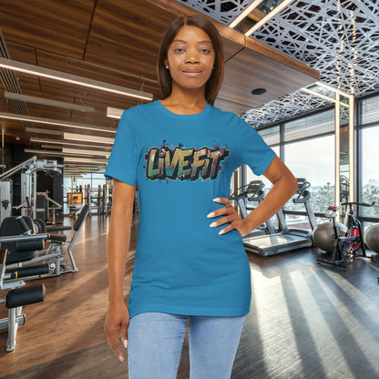 LIVE FIT Graphic Fitness Tee - Motivational Workout T-Shirt - Unisex XS-4XL