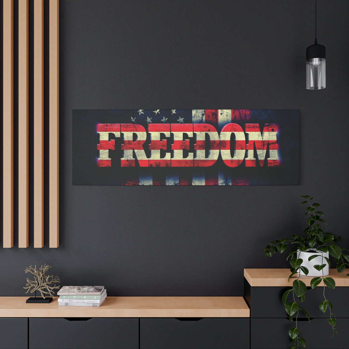 Freedom Canvas Wall Art - Patriotic Vintage American Flag - Gallery Wrapped - Red White Blue - 35 Sizes Available