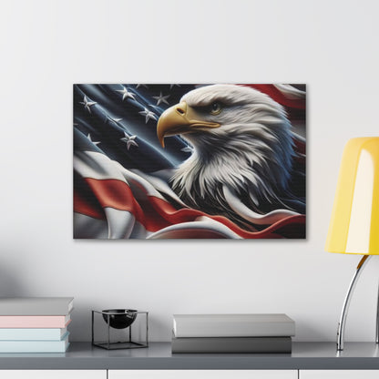Patriotic Eagle Canvas Wall Art - American Flag Background - USA Decor