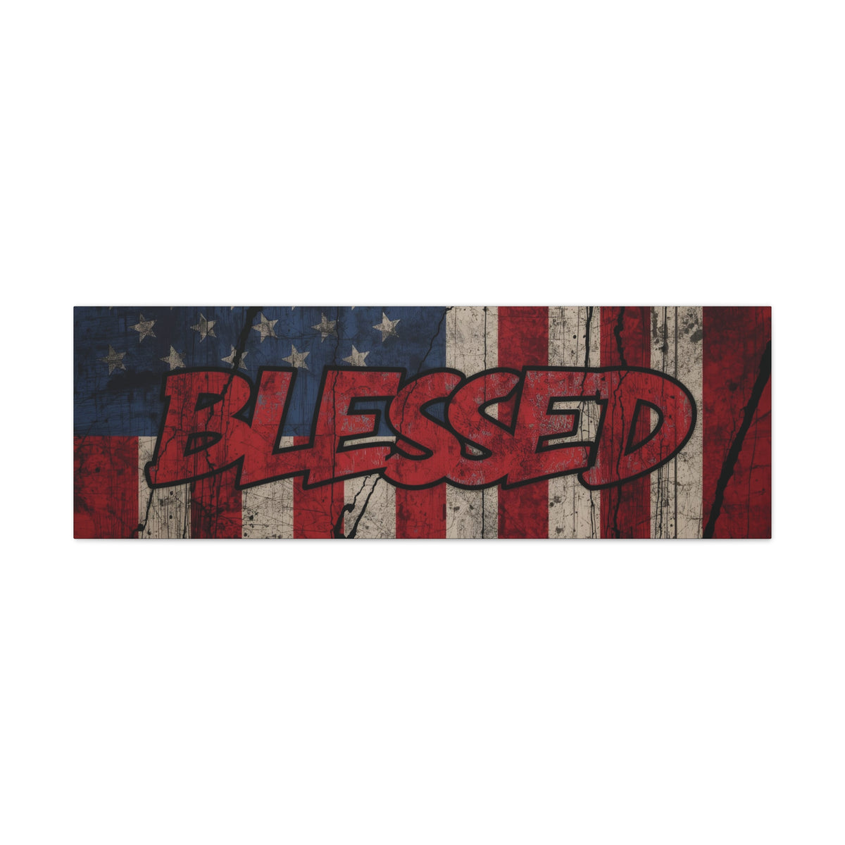 Blessed Canvas Wall Art - Vintage American Flag - Gallery Wrapped - Patriotic Americana Decor - Rustic Flag Art - 35 Sizes