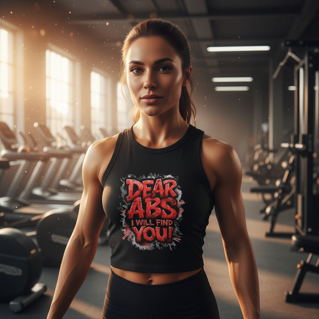 Dear Abs I Will Find You! - Racer Tank Top - Fit & Fun - Women's Crop Top - Fitness - Sizes - XS - 2XL