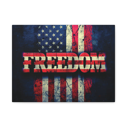 Freedom Canvas Wall Art - Patriotic Vintage American Flag - Gallery Wrapped - Red White Blue - 35 Sizes Available