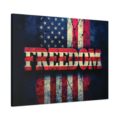 Freedom Canvas Wall Art - Patriotic Vintage American Flag - Gallery Wrapped - Red White Blue - 35 Sizes Available