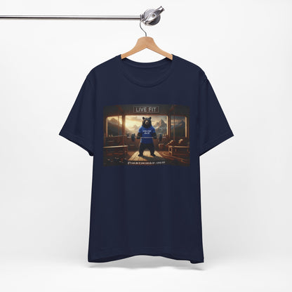 LIVE FIT Bear Graphic Tee - Motivational Gym Workout T-Shirt - Unisex Fitness Apparel