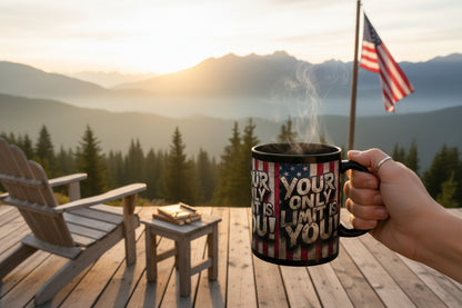 Your Only Limit Is You Black Ceramic Mug - Motivational American Flag
