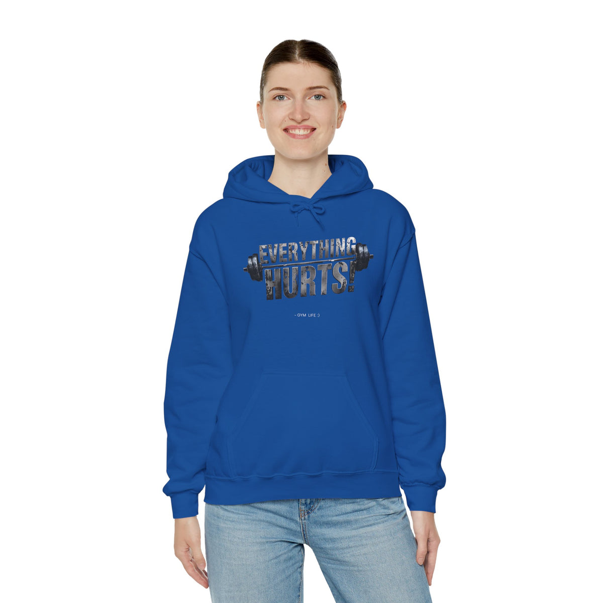 Everything Hurts! Gym Life Workout Hoodie - Funny Fitness Sweatshirt - Barbell Design - S-5XL