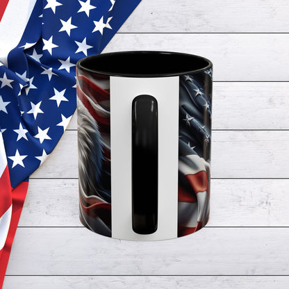 Patriotic Eagle Mug - Vintage American Flag Design - 11oz/15oz
