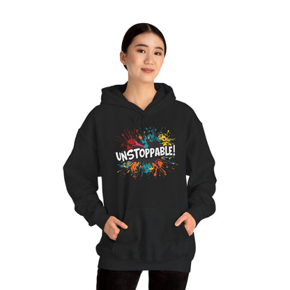 Unstoppable! Paint Splash Hoodie - Motivational Graphic Sweatshirt - Unisex Pullover - S-5XL