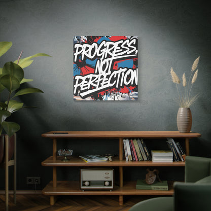 Progress Not Perfection Canvas Wall Art - Motivational Home Decor