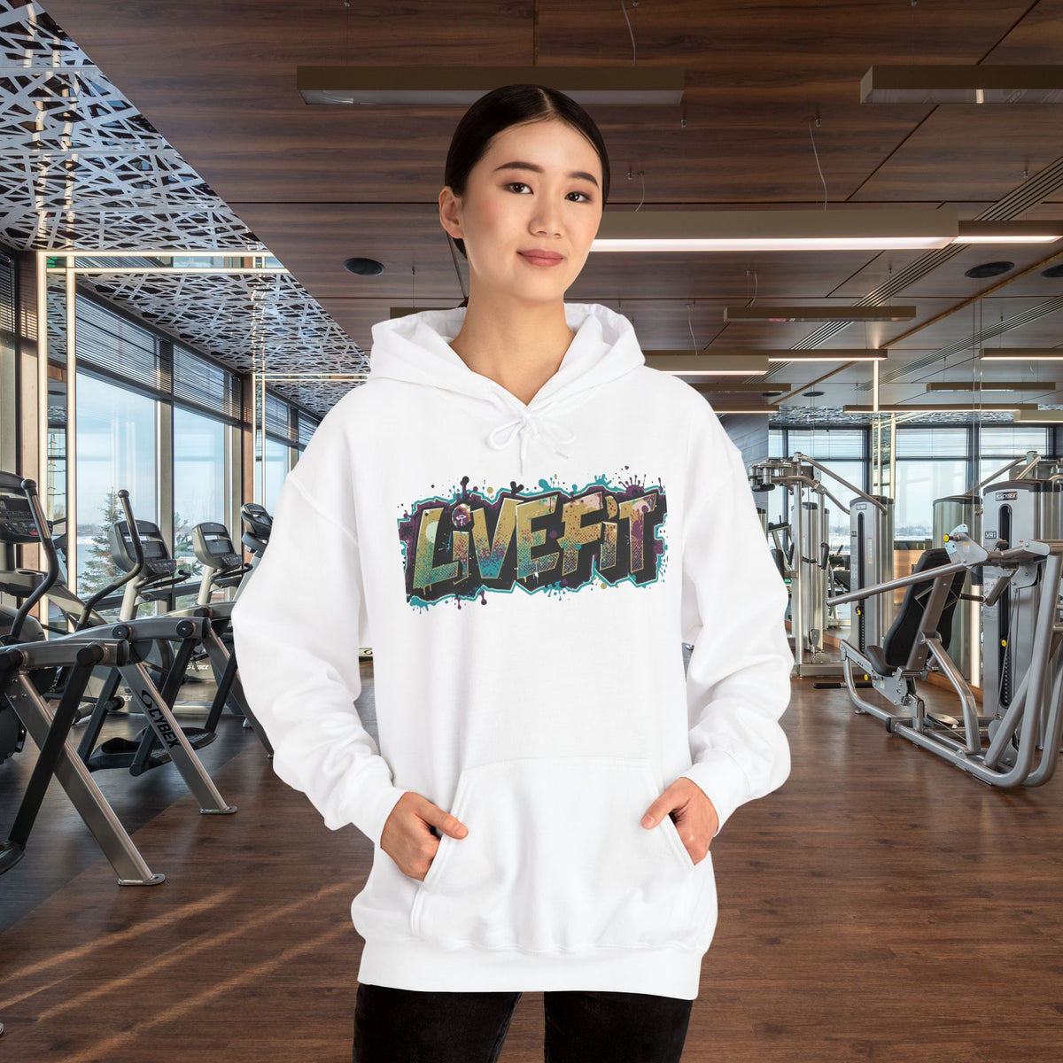 LIVE FIT Hoodie - Unisex Heavy Blend Sweatshirt - Fitness Gym Wear - Workout Apparel - S-5XL