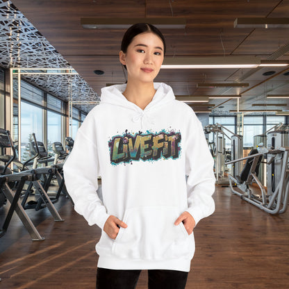 LIVE FIT Hoodie - Unisex Heavy Blend Sweatshirt - Fitness Gym Wear - Workout Apparel - S-5XL
